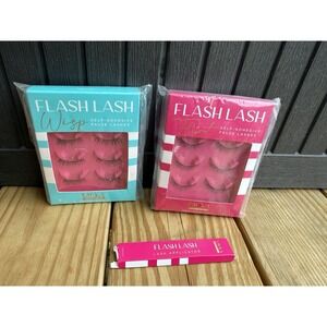 2 Pack LWYA by Kim Gravel Flash Lash Self-Adhesive Whisp & Flirt + Applicator